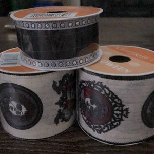 Halloween 3 spools of ribbon in black and red